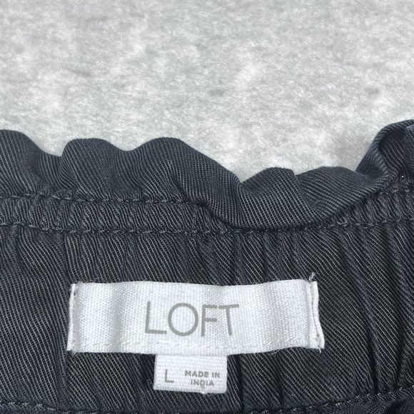 Loft Shorts Womens Large Black Inseam 3” Lyocell Drawstring Pockets Casual 0462 - Picture 9 of 11